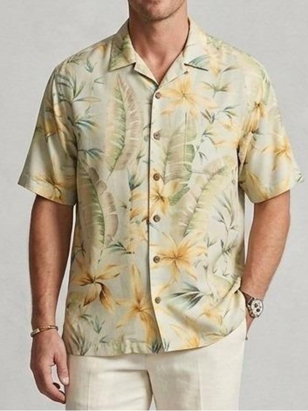 Tommy Bahama Silk Hawaiian Tropical Print Camp Button-Down Shirt XL